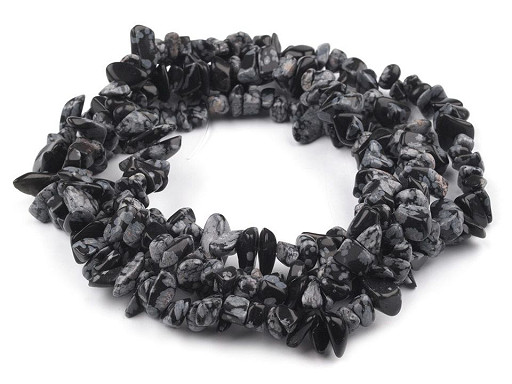 Mărgele chipsuri Obsidian, șirag 85 cm 