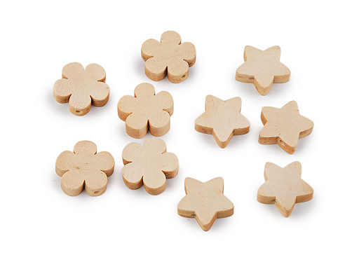 Cuentas de madera Flor Ø20 mm Flor, Estrella