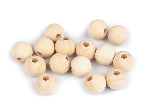Perles en bois non peintes, Ø 14 mm