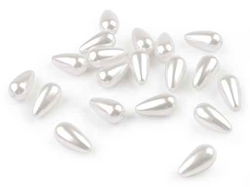 Perles nacrées en plastique Glance, Goutte, 8 x 16 mm