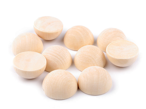 Half Wooden Beads / Balls for DIY Craft Ø25 mm