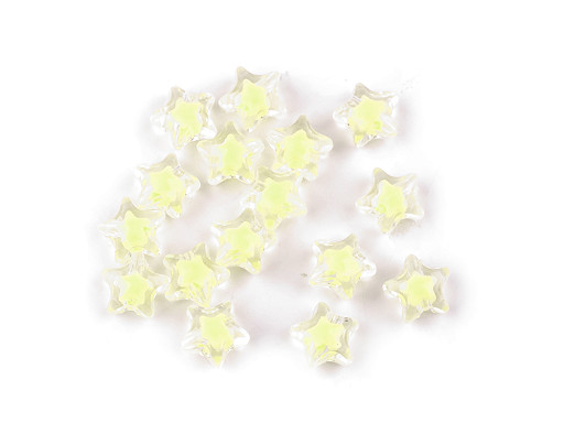 Plastové korálky hvězda Ø11 mm s efektem barev unitř