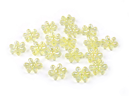 Plastic beads with AB flower effect Ø17 mm