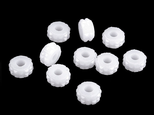 Perline in plastica, dimensioni: 7 x 14 mm
