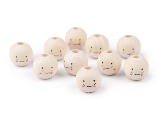 Wooden Beads with Face Ø16 mm