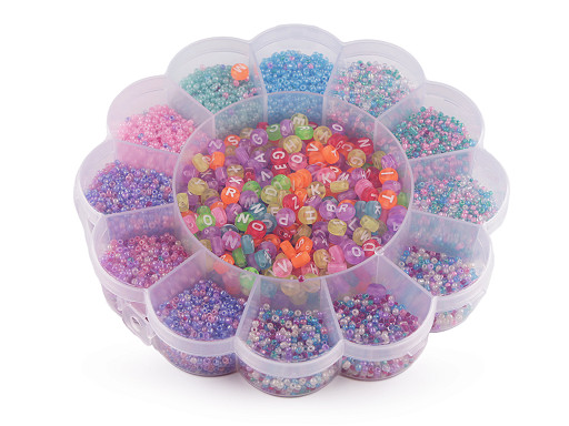 Set of Beads in a Box with Nylon Thread