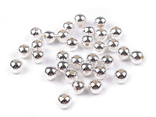 Perles en plastique, Ø 6 mm, métallisées 