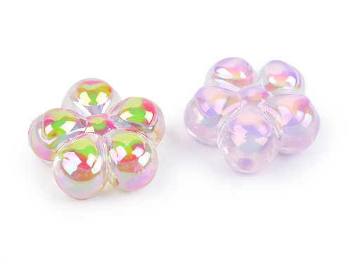 Plastic Beads with AB Effect, Flower Ø23 mm