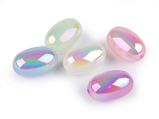Perles en plastique avec effet AB, Olives, 14 x 21 mm
