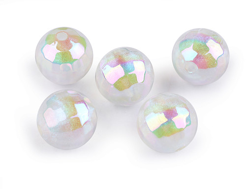 Perles en plastique avec effet AB, Ø 16 mm