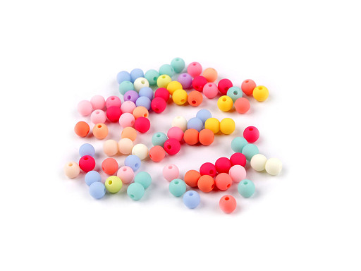 Perles en plastique mat, surface caoutchoutée, Ø 6 mm