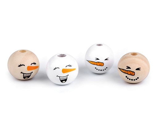 Wooden beads with a snowman face Ø20 mm