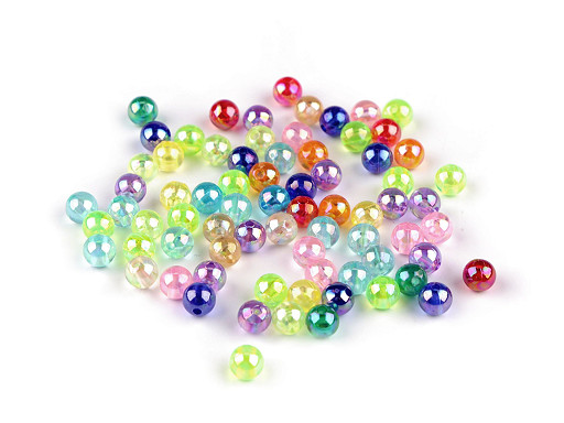 Plastic beads with AB effect Ø6 and 8 mm