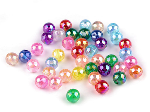 Plastic beads with AB effect Ø6 and 8 mm