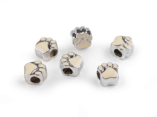Plastové korálky s veľkým prievlakom labka 11x11 mm