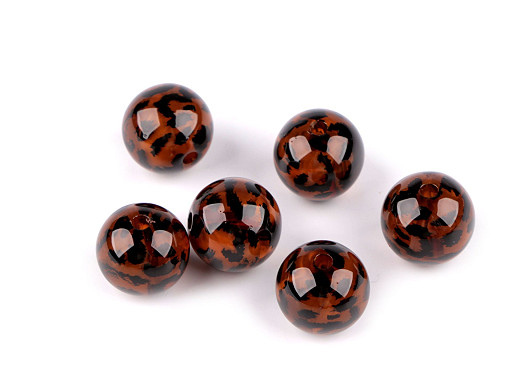 Plastic beads, leopard pattern Ø16 mm