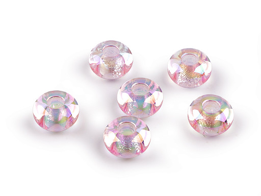 Plastic charm beads Ø13 mm with AB effect