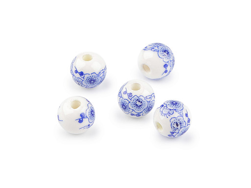 Porcelánové korálky s květy Ø10 mm