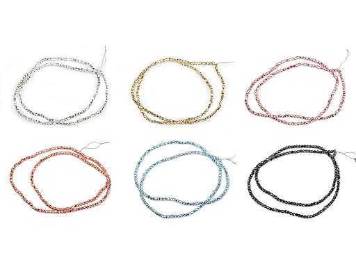 Skleněné korálky broušené ohňovky 2 mm metalické, na drátku