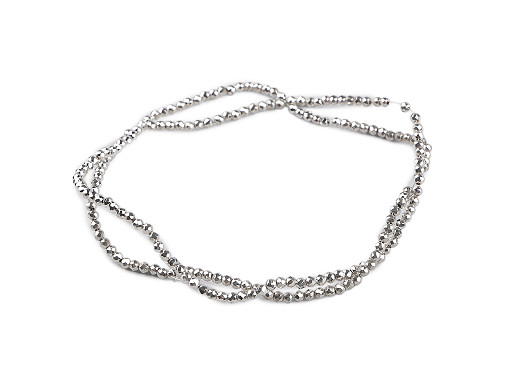 Metál fényű, lapított akril gyöngyök Ø2 mm