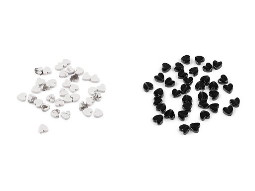 Perle di vetro e minerali, a forma di cuore, dimensioni: Ø 6 mm