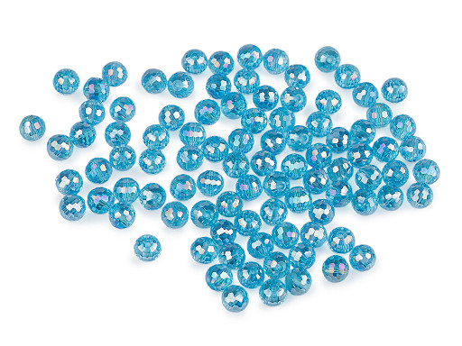 Skleněné korálky broušené ohňovky 6 mm s AB efektem