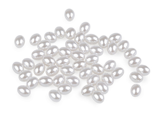 Plastové voskové korálky / perly oliva 6x8 mm