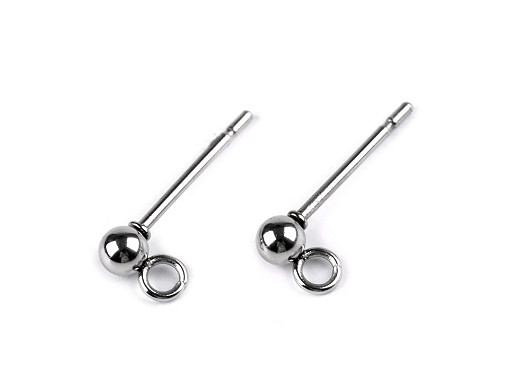 Stainless Steel Earring Findings / Ball Stud Earring Loop Ring & Post