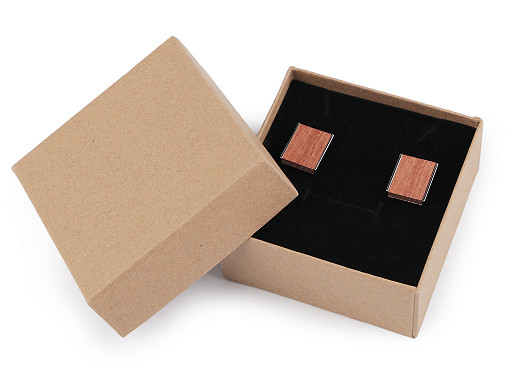 Wooden cufflinks in a gift box