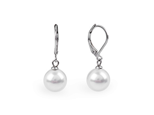 Stainless Steel Leverback Dangle Earrings with Faux Pearl