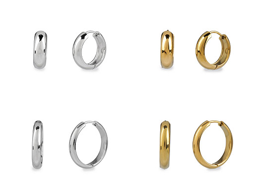 Stainless Steel Huggie Hinged Hoop Earrings