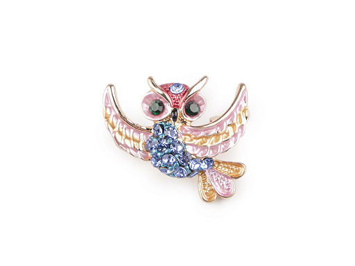 Brooch with rhinestones, owl