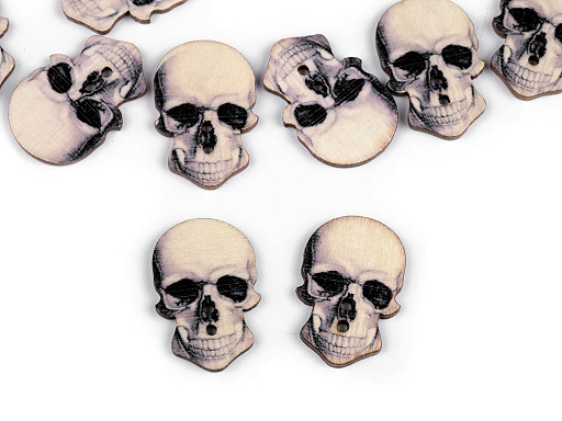 Wooden Decorative Button Skull