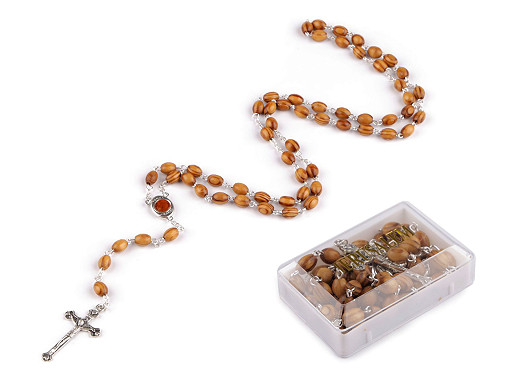 Rosary with Wooden Beads in Box