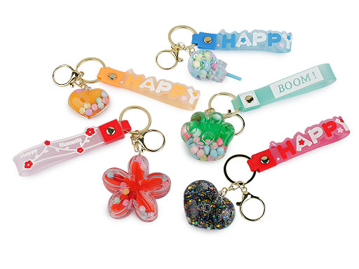 Prívesok na batoh / kľúče s tekutinou a glitrami