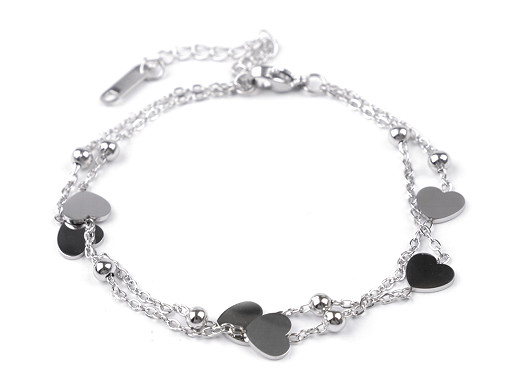 Double Stainless Steel Bracelet, Heart
