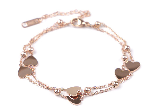 Bracciale doppio in acciaio inossidabile, motivo: cuore