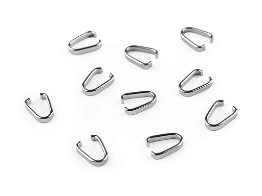 Gancio a moschettone, in acciaio inossidabile, clip con mollettina / chiusura per collane, dimensioni: 2 x 10 mm