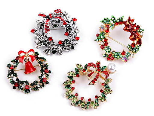 Brooch Wreath with Rhinestones