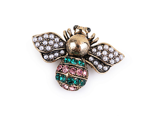 Broszka z szlifowanymi kamyczkami pszczoła 