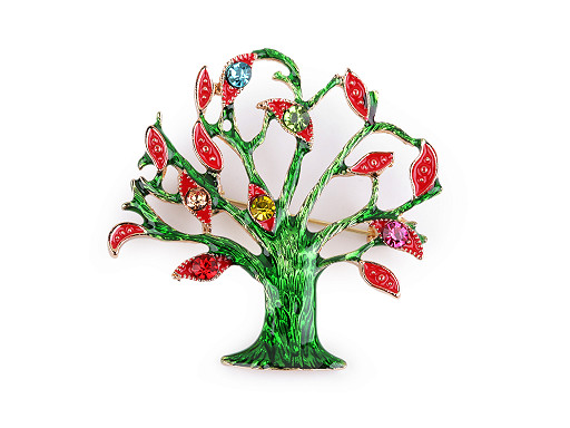 Brooch with Rhinestones -Tree of Life 