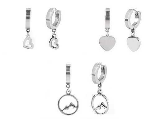 Fülbevaló rozsdamentes acélból szív, négyágú lóhere