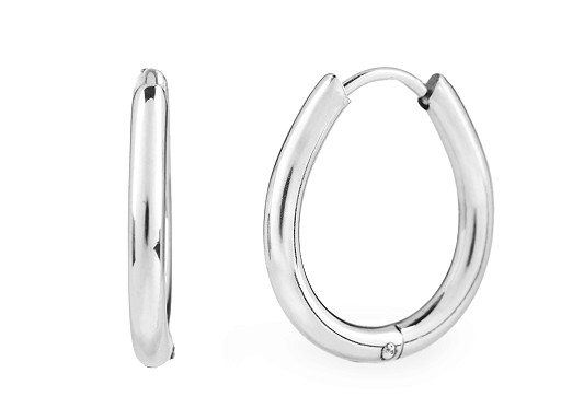 Orecchini A Cerchio In Acciaio Chirurgico 316L Con Numeri Romani Incisi. Diametro 13 Mm, Larghezza 7 Mm, Spessore 0,8 Mm. Superficie Opaca E Lucida, Chiusura A Cerniera. Gioielli Unisex Dal Design Vintage.