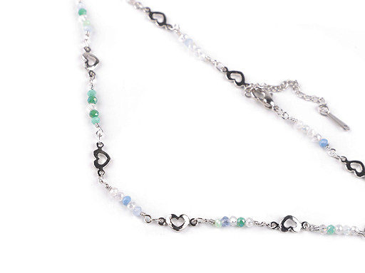 Stainless steel necklace with glass beads