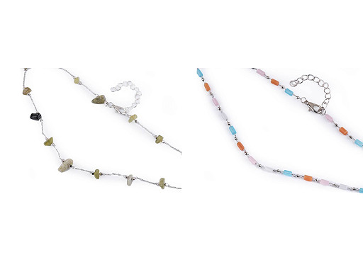 Stainless steel necklace with glass beads