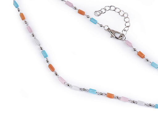 Nemesacél nyaklánc üveggyöngyök