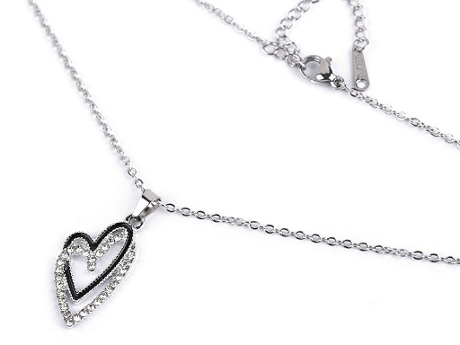 Collier en acier inoxydable - Cœur, Croix Collier en acier inoxydable - Cœur, Croix