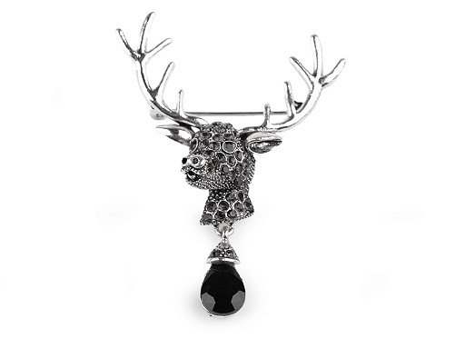 Brooch with rhinestones, deer