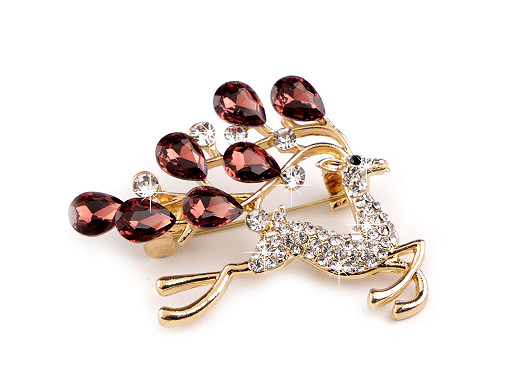 Brooch with rhinestones - deer