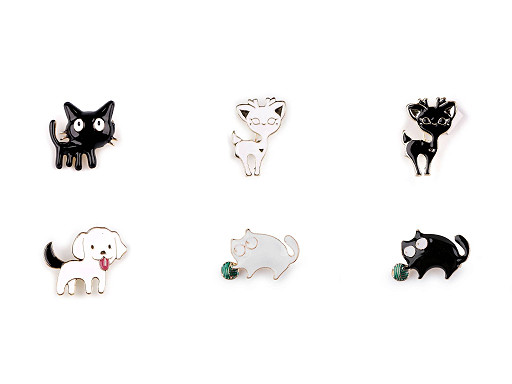 Brosche Katze, Hund, Reh